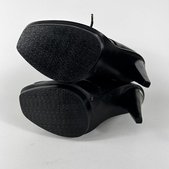 Michael Kors Women's Size 6M Black Leather Peep Toe Lace Up Booties Heels Shoe - Picture 8 of 9